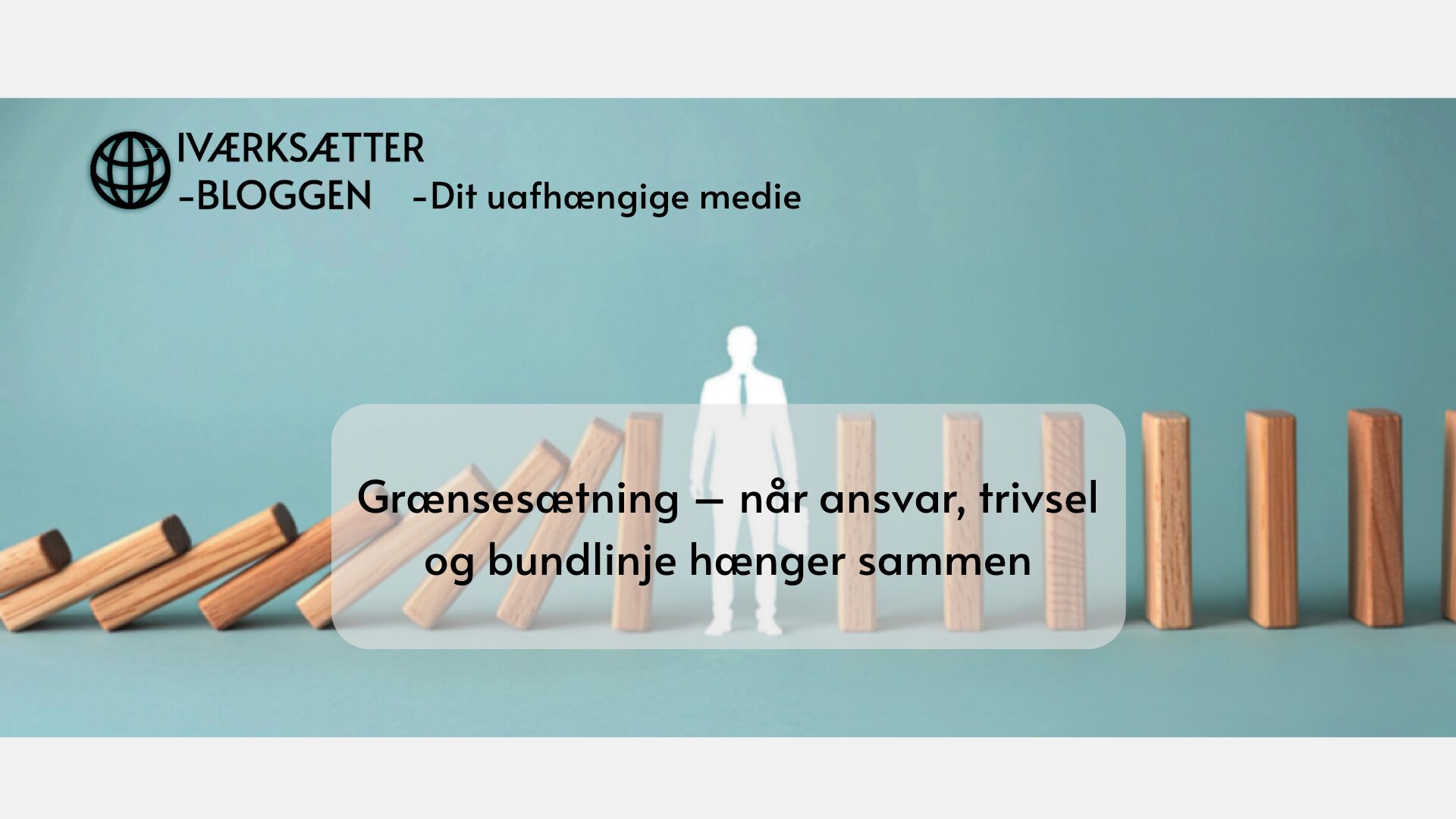 Gænsesætning - mand i midten mellem dominobrikker