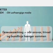 Gænsesætning - mand i midten mellem dominobrikker